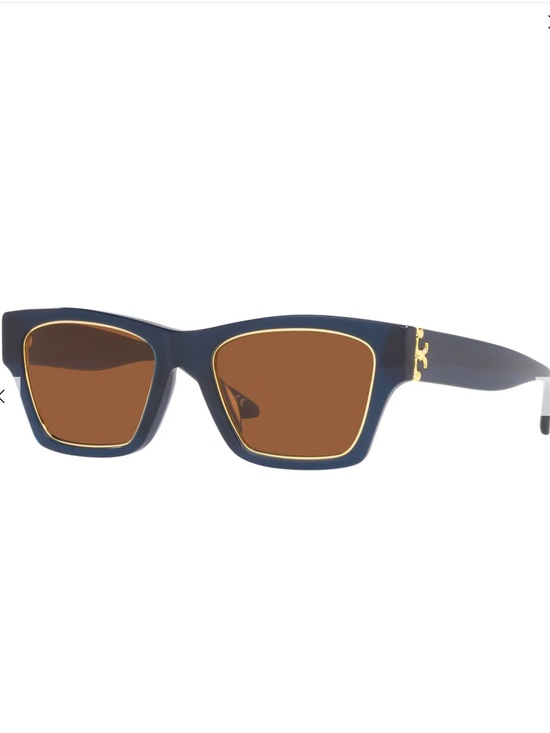Tory Burch Navy Frame Sunglasses with Brown Lenses and Gold Trim